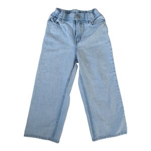 UNIQLO Girls Light Blue Wide-Leg Jeans Cotton Size 5-6